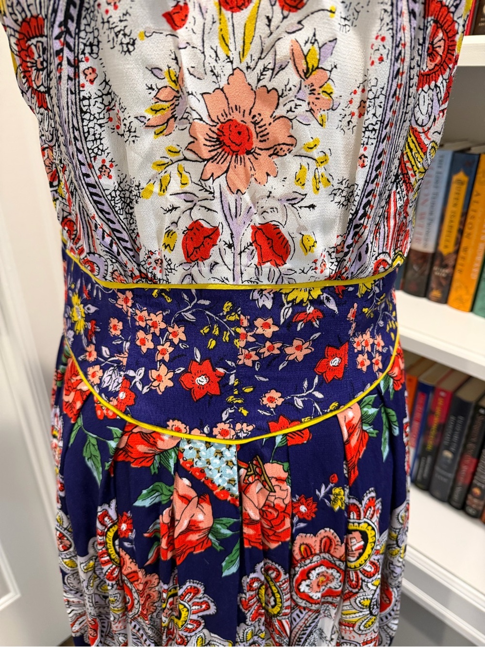 Maeve Yellow & Navy Floral Halter Maxi Dress - Picture 4 of 7